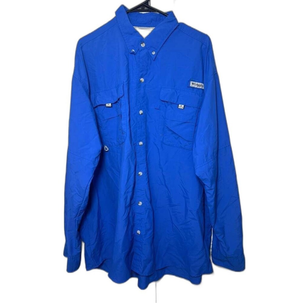 Columbia Button Down Fishing Shirt Men's XL-TG Blue long Sleeve outdoors